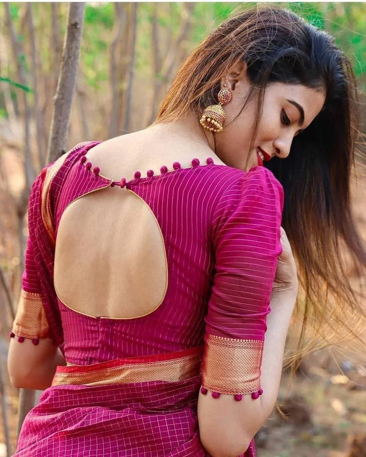 Trendy Back Hook Blouse Designs